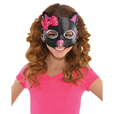 Image of amscan Black Cat Sequin Party Mask, 1 Pc.
