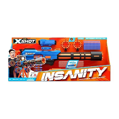 Image of Zuru XSHOT Insanity Motorised Gatling Blaster with Tripod Stand Includes 72 Darts