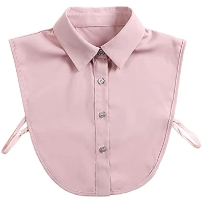 Image of LoudSung Fake Collar Detachable Blouse False Half Shirt Classic Designed Top Elegant for Women Girls Pink