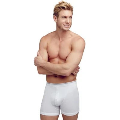 Image of Jockey Modern Classic Y Front Button Fly Boxer Trunk 2Pack, White, M