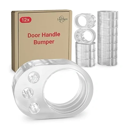Image of LouMaxx Door Handle Stopper 12 Pack Transparent Bumpers Protectors for Walls Cup Protector Stop Wall
