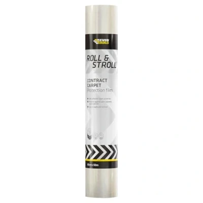Image of Everbuild Roll and Stroll Contract Carpet Protector Self Adhesive Easy To Totally Waterproof Clear 600mm x 50m