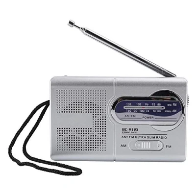 Image of ASHATA Personal Radio, Portable Radio Multi function Mini Pocket AM/FM BC R119 Speaker Receiver Telescopic Antennam,Radio with Built in speaker.