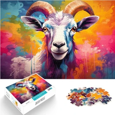 Image of 1000 Piece Jigsaw Puzzle，Colored goat，for Adults &amp; Kids Age 12 Years Up wooden puzzle，Relax Puzzles Games，Size：50x75cm