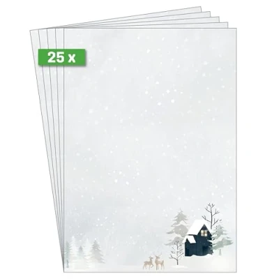 Image of SIGEL DP601 Christmas Motif Papers &quot;Cozy Watercolor&quot; Grey 90 GSM A4 25 Sheets
