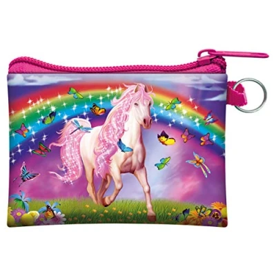 Image of 3D LiveLife Coin Purse Pink Pony Dazzle from Deluxebase. Lenticular Horse Purse. Cash, and Card Holder with Secure Zip Featuring Artwork Licensed Renowned Michael Searle