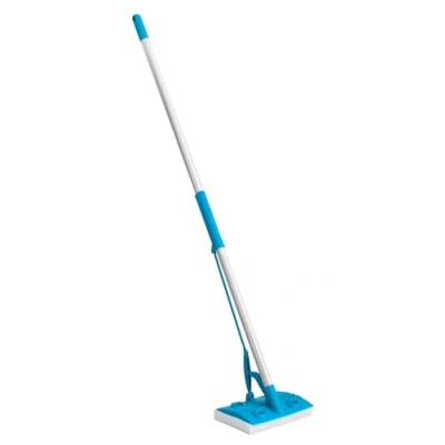 Image of HOMESHOPA Self Wringing Sponge Mop, Flat Floor Squeeze Long Handle Hard Cleaning Super Absorbent, Lightweight, Non Abrasive (Blue)