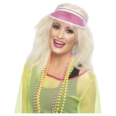 Image of Smiffys Poker Visor, Pink , 1980&#039;s Fancy Dress, 1980s Dress Up Hats