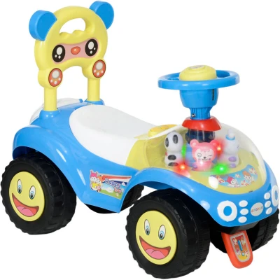 Image of AIYAPLAY Ride on Car, Push Along Toy, Toddler Car Foot to Floor with Under Seat Storage, Anti Over Backwards Device, Horn, Music, Light, for 18 36 Months, Blue