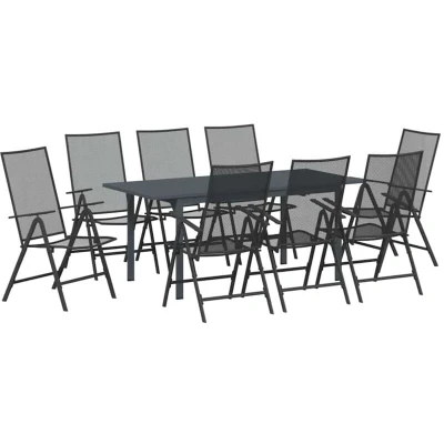 Image of vidaXL 9 Piece Garden Dining Set Anthracite Steel