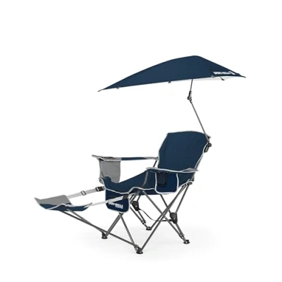 Image of Sport Brella Recliner Chair: 3 Position W/Full Coverage Umbrella,Midnight Blue,L x W H 8.00 39.00 Inches