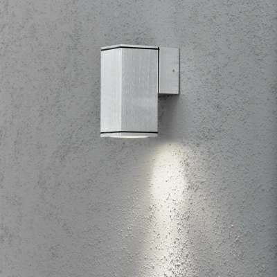 Image of Monza Outdoor Modern Single Anodised Aluminium Square Wall Light GU10, IP44