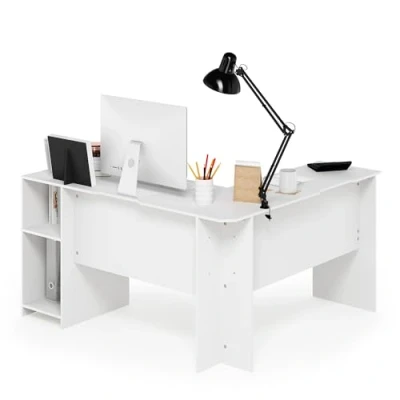 Image of Furinno Computer Desks, Wood, White, one size