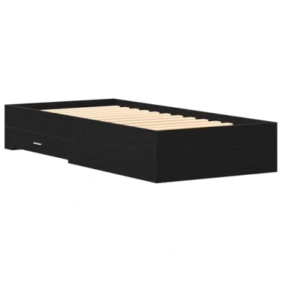 Image of vidaXL Bed Frame Black Oak 100x200 cm Engineered Wood