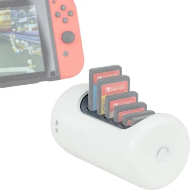 Image of KIWIFOTOS Game Card Case for Ninetendo Switch Card, Holder 6 x NS Cards and 2 Micro SD Cards,Cylindrical Storage Travel Carrying