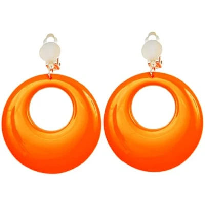 Image of CIRCLE EARRINGS NEON ORANGE