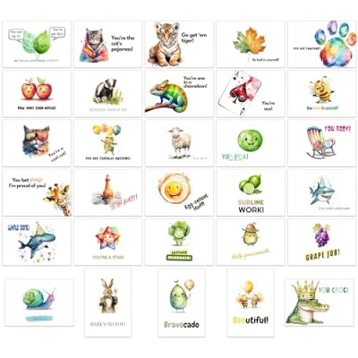 Image of the lazy panda card company 60 Pack of Pun Postcards Encouragement Motivational Affirmations 30 Different Designs for Children Teens Students