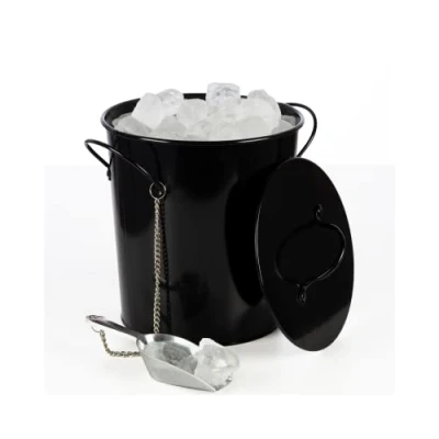 Image of bar@drinkstuff Party Time Ice Bucket and Scoop Attached by Chain Ideal for Serving at Cocktail Parties