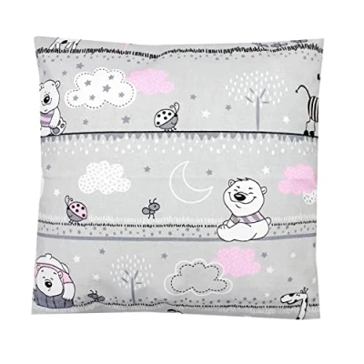 Image of TupTam Children&#039;s Decorative Pillow Case Double Sided Design, Bear Pink, 80 x cm