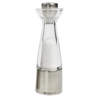 Image of T&amp;G CrushGrind Stockholm Brushed Stainless Steel and Acrylic Salt Mill