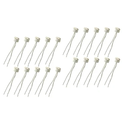 Image of 20 Pack of MR16 G5.3 LED Bulb Base Ceramic Socket,FINELED Mr11 Lamp Holder for 12V Halogen &amp; Bulb,Wire Connector Socket Adapter
