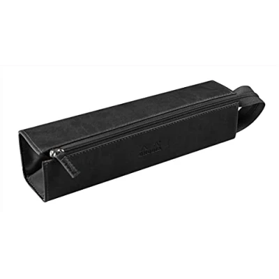 Image of RHODIA 319012C pencil case Rhodiarama Black 23x5x5 cm Flat opening for use as a Faux leather Storage pens, pencils, markers, small supplies