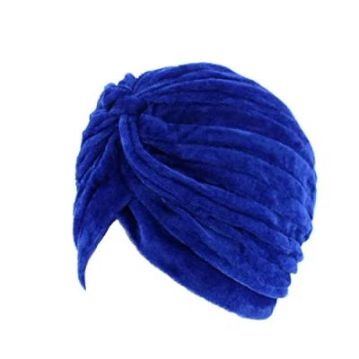 Image of Topkids Accessories Velvet Hair Turban Head Wrap, Sleep Cap, Scarf, Towel, Chemo Headwear for Women UK, Silk Wrap Sleeping (Royal Blue)
