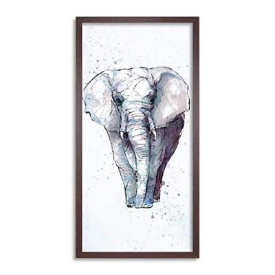 Image of Wee Blue Coo Evry African Elephant Graphic Long Panel Framed Wall Art Print