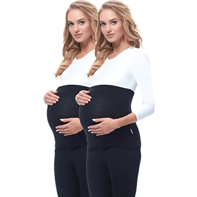 Image of Be Mammy Maternity Belly Band 169 2 Pack (Black/Black, 44/46)