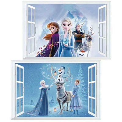 Image of Kibi 2PCS Frozen Wall Stickers Disney for Kids Room Art Mural Bedrooms