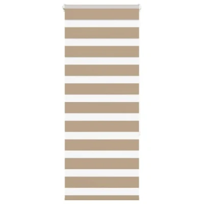 Image of vidaXL Zebra Blind Sand Brown 65x150 cm Fabric Width 60.9 Polyester