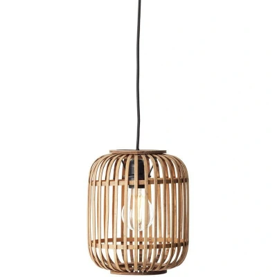 Image of Endon Mathias Single Pendant Ceiling Lamp, Natural Bamboo, Plywood, Matt Black Paint
