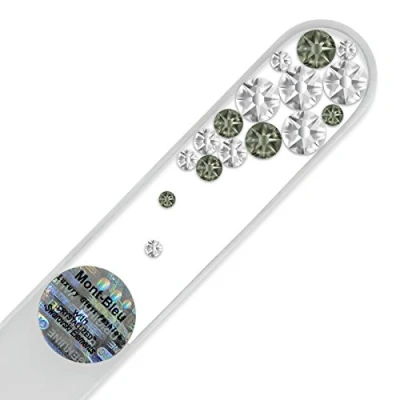 Image of Mont Bleu Crystal Nail File with Swarovski Elements, Hand Made, Czech Tempered Glass, Lifetime Guaranty, in Suede Sleeve (Crystal)