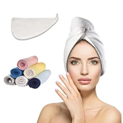 Image of Adon 100% Cotton Turbie Hair Drying Towel Wrap for Women &amp; Men Large Curly Long Thick Hair, Water Absorbent Quick Dry Anti Frizz Turban (White)