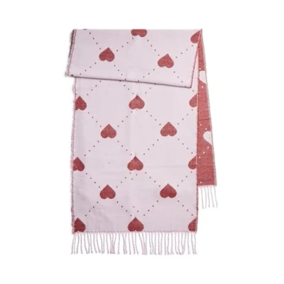 Image of PIECES Pcnimonna Long Scarf BC, Pink Lavender/AOP: Red dahlia hearts, One Size