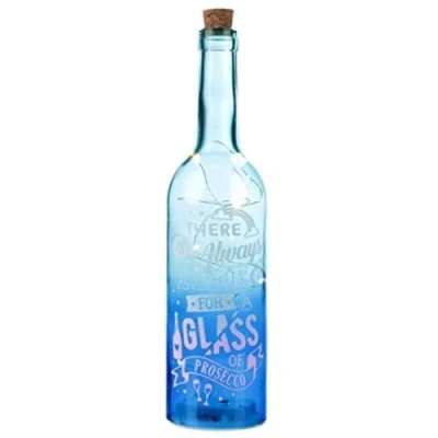 Image of Decorative LED Glass Bottle Light Prosecco Slogan