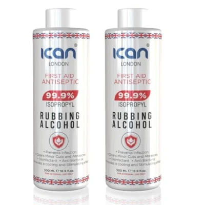 Image of ican london isopropyl rubbing Alcohol 99.9% First aid Antiseptic 1 litre (2 x 500ml)