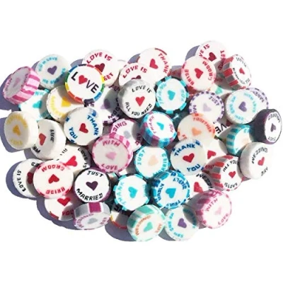 Image of 100 Assorted Wedding Favour Rock Sweets Individually Wrapped Over 20 Different Flavours and Messages Vegan
