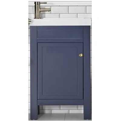 Image of Milano Aston Navy Blue 400mm Traditional Bathroom Vanity Unit Basin Round Gold Handle