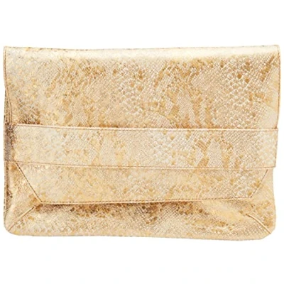 Image of Clairefontaine Ref 410012C Céleste Shiny Leather Evening Clutch Bag 26 x 18cm, Made From Genuine Lambskin Leather, Flap Closure Gold Colour