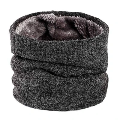 Image of Winter Neck Warmer Fleece Lined Infinity Scarf Thicken Windproof and Dust Skiing Circle for mens women Double Layer Lining Knit By London Scarfs (Grey)