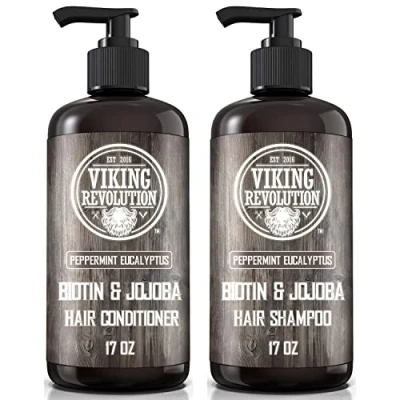 Image of Viking Revolution Mens Shampoo and Conditioner 2 x 500 ml Natural with Jojoba Oil Mint Peppermint &amp; Eucalpytus Men