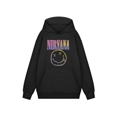 Image of Nirvana Hooded Sweatshirt Black Multicolour Music Band Logo Classic Top Front Pocket Long Sleeve Pullover Unisex Adults Casual Wear Merchandise