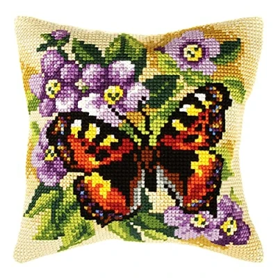 Image of Orchidea Cross Stitch: Cushion Kit, Butterfly, 40 x 40cm