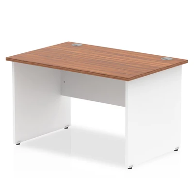Image of Impulse Panel End 1200 Rectangle Desk Walnut Top White TT000001