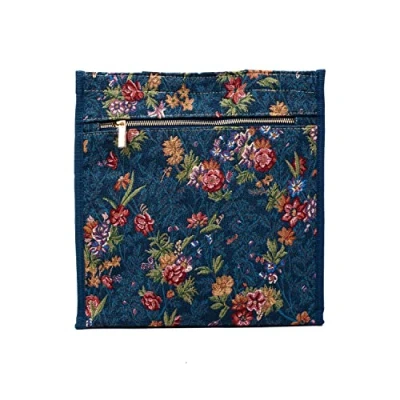 Image of Flower Meadow Blue Signare Tapestry Shoulder Bag Shopping for Women, Designs inspired by V&amp;A Collections