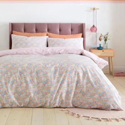 Image of Catherine Lansfield Darcy Floral Super King Duvet Set Pink