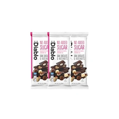 Image of Diablo Dark Chocolate with Hazelnuts Sweetened Maltitol Sugar Free Perfect for Gifting 85g (Pack of 3)