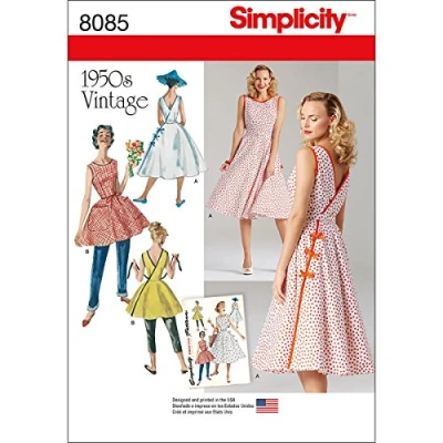 Image of Simplicity Pattern 8085 R5 Misses&#039; Vintage 1950&#039;s Wrap Dress in Two Lengths, Paper, 22x15x1 cm