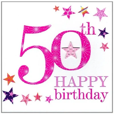Image of Claire Giles Sherbet Sundaes 50th Birthday Card Pink